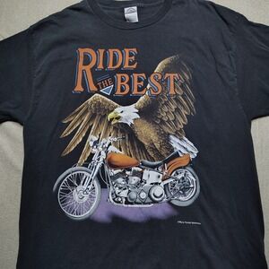 Vtg Single Stitch Sunrise Sportswear "Ride The Best" Motorcycle/Eagle T-shirt XL